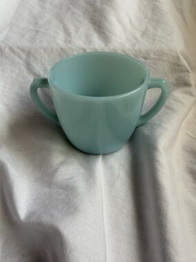 Vintage Fire King Blue Delphite Double handled Sugar Bowl
